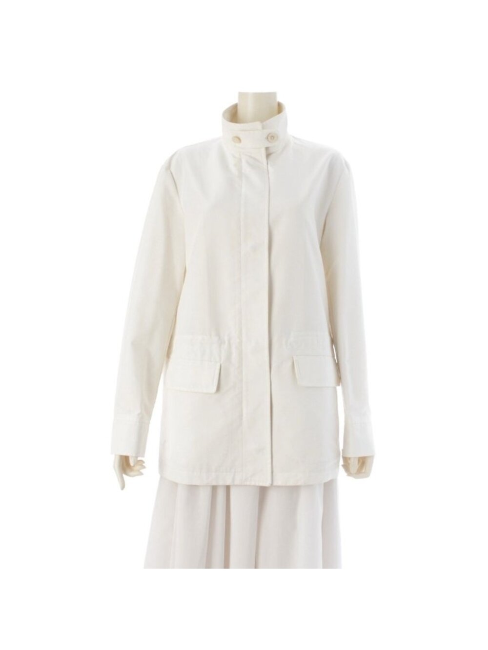 Loro Piana Polyester Stand Collar Zip Up Jacket White 44